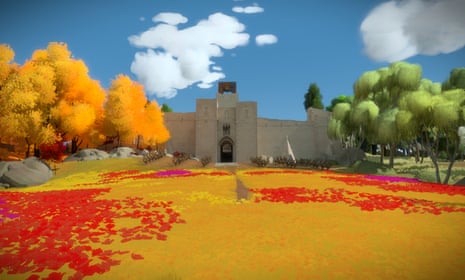 The Witness eschews complex textures in favour of beautiful colours and geometry