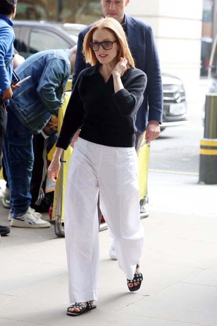 Celebrity Sightings In London - June 9, 2025LONDON, ENGLAND - JUNE 09: Julianne Moore arriving at BBC Radio 6 promoting new drama series ‘Echo Valley’ on June 09, 2025 in London, England. (Photo by Neil Mockford/GC Images)