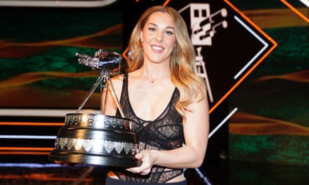 Mary Earps with the trophy after winning BBC Sports Personality of the Year last year.
