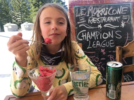 Gemma Bowes' daughter enjoys the local cuisine.