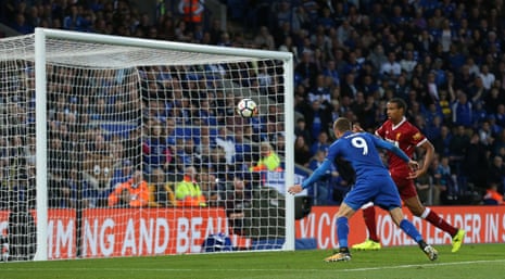 Vardy scores Leicester’s second.