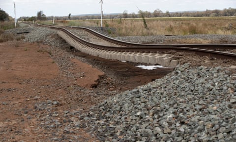Flood damage on the Parkes-Condobolin railway line in central west NSW
