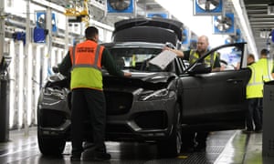 Vehicles are checked at the Jaguar Land Rover factory in Solihull.