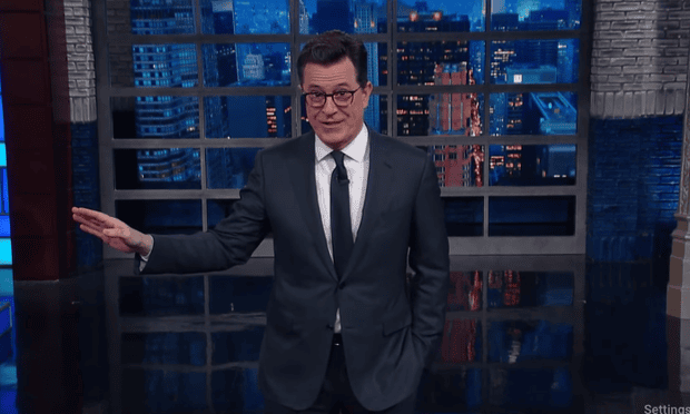  Stephen Colbert talking about Trump's fake Sweden news. Photograph: YouTube  
