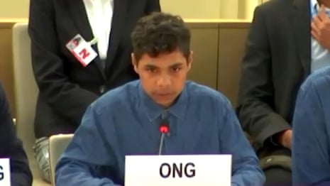 ‘Stop putting kids in jail’: Indigenous boy asks the UN to help end youth incarceration – video