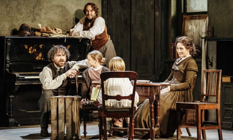 A natural life-enhancer … Rory Kinnear as Marx, Oliver Chris as Engels, Nancy Carroll as Jenny, and Harriet and Rupert Turnbull as the Marx children.