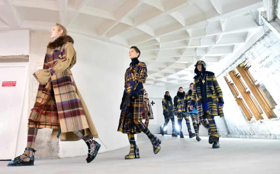 Models on the catwalk Sacai show in Paris.
