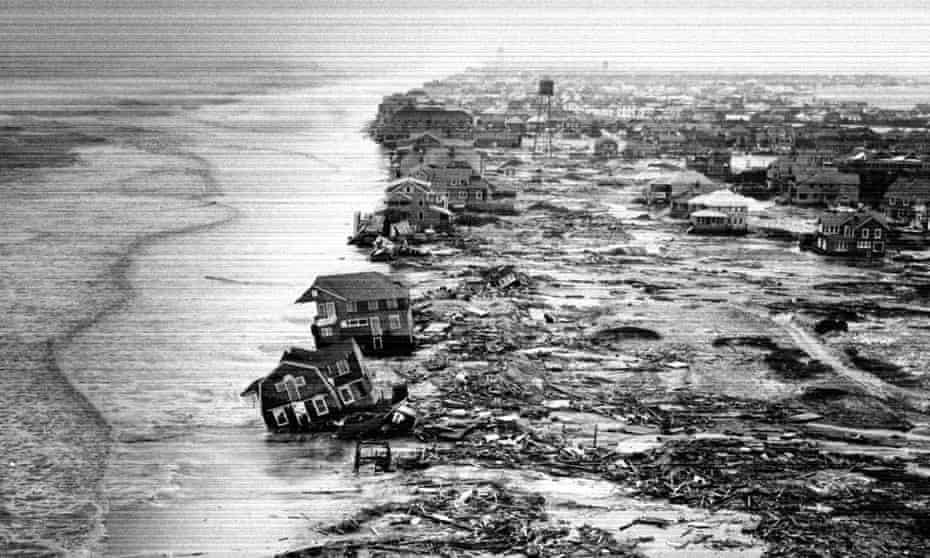 Homes destroyed by a storm in New York state in 1962.