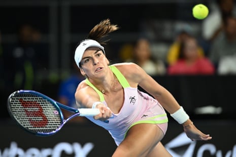 Ajla Tomljanovic reaches out for a forehand.