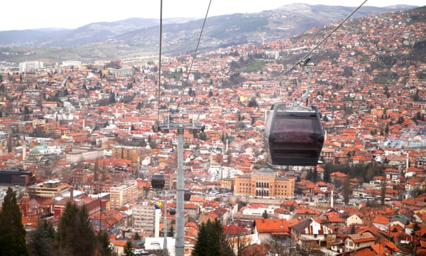 The Trebević cable car on a test run over the city this week.
