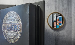 Steel door to the Vault room, which has been welded open to prevent it being locked