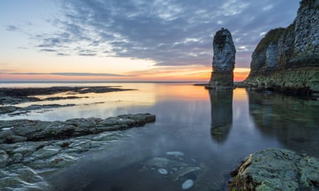 Sunrise at Selwicks Bay on East Yorkshire’s Flamborough Head, close to several campsites.