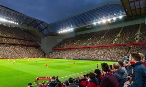 An artist’s impression of the proposed new Anfield Road stand at Liverpool’s stadium.