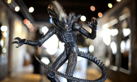 A sculpture of Alien at the HR Giger Museum