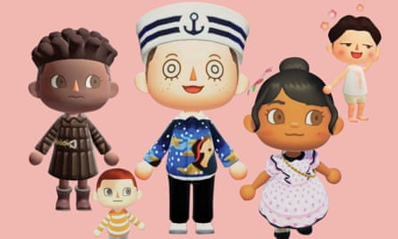 Animal Crossing (da esquerda para a direita): Crossing the Runway, inspirado no look Bottega Veneta AW19; Marc Jacobs; Nook Street Market, inspirado em um look Prada; Marc Jacobs e Crossing the Runway, inspirados no look SS20 de Ludovic de Saint Sernin