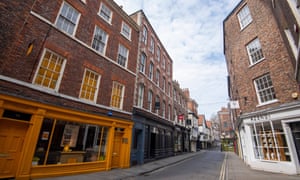 Empty shopping streets in York on Easter Saturday