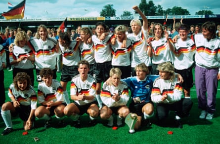 Germany with the trophy after winning the 1991 against Norway in Denmark.