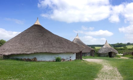 ‘Iron Age’ roundhouses at Butser Ancient Farm, Hampshire, England
