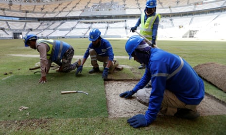 Work at Lusail stadium, which hosts the World Cup final.