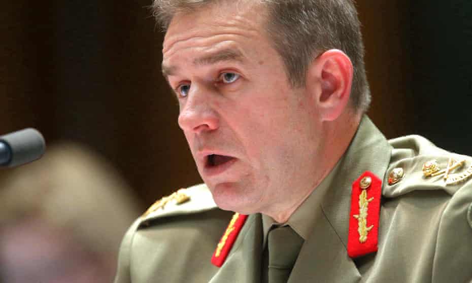 Major General Andrew Bottrell gives evidence at a Senate hearing on Monday.