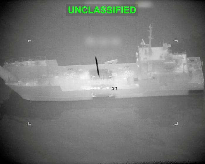 US releases footage of strikes on mine-laying vessels in strait of Hormuz – video