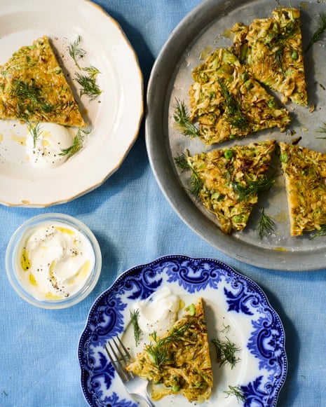 Alissa Timoshkina's giant cabbage, pea and spring onion latka.