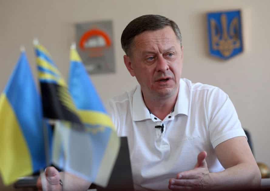 Mayor of Kramatorsk Oleksandr Goncharenko speaks during an interview in the city.