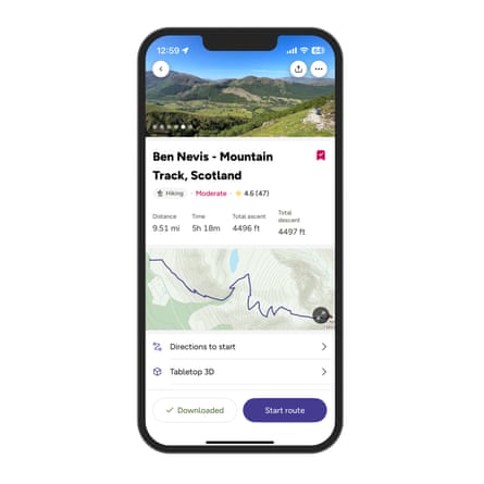 Ordnance Survey OS app subscription on a phone screen.
