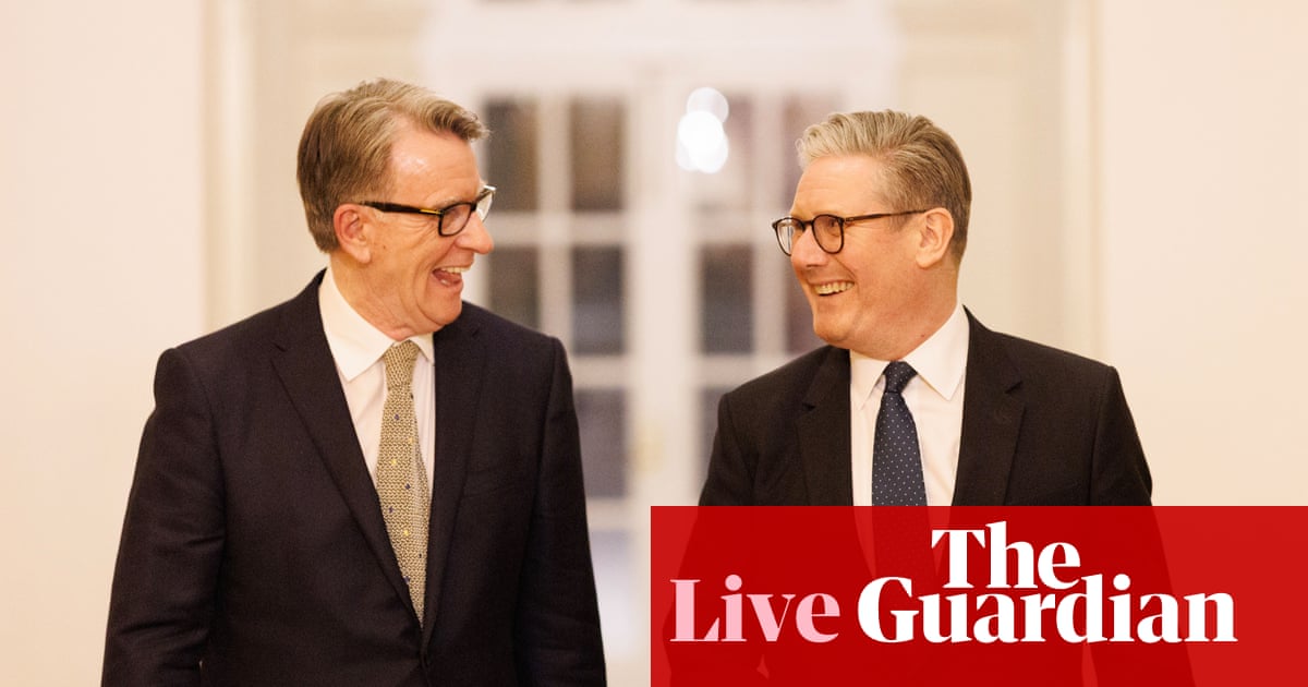Minister says Mandelson ‘conned everyone’ in defence of Keir Starmer – UK politics live