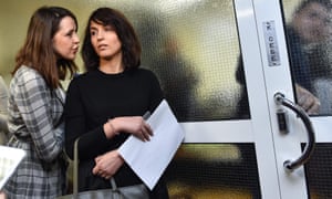 Russia’s independent Dozhd channel producer Daria Zhuk and BBC journalist Farida Rustamova, who made the allegations against Leonid Slutsky, at the Duma’s ethics commission meeting.