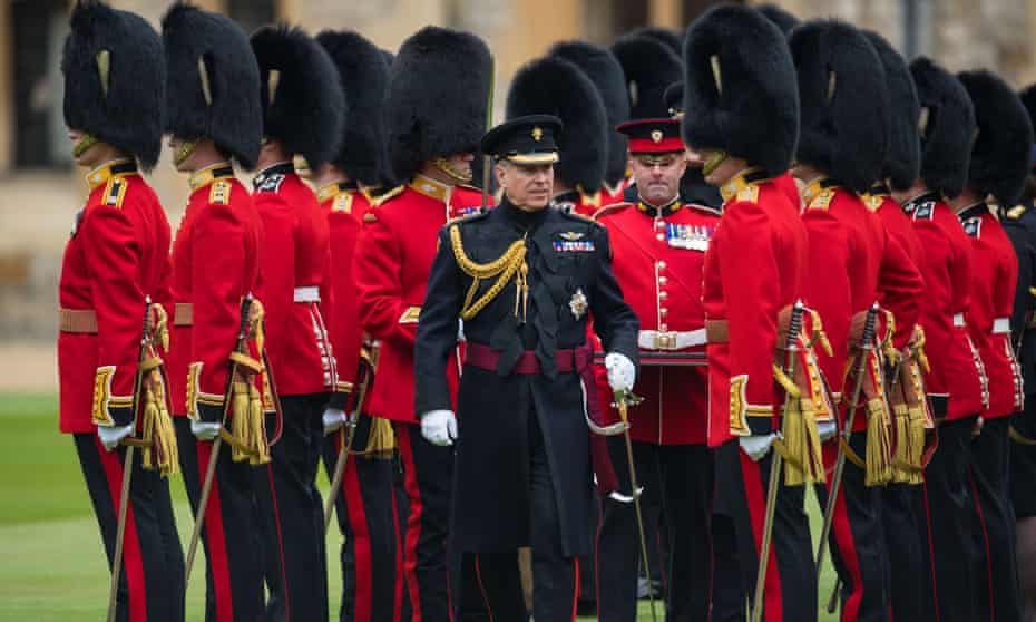 Prince Andrew during a parade by the Grenadier Guards at Windsor Castle in March 2019.