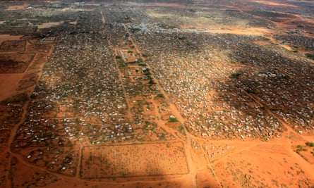An aerial view of the Dagahaley camp, part of a sprawling urban slum in the middle of the inhospitable Kenyan desert.