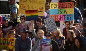 Supporters of same sex marriage in Sydney earlier this month.