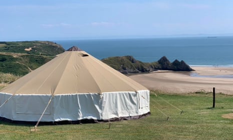 Three Cliffs Bay campsite, on the Gower peninsula near Swansea.