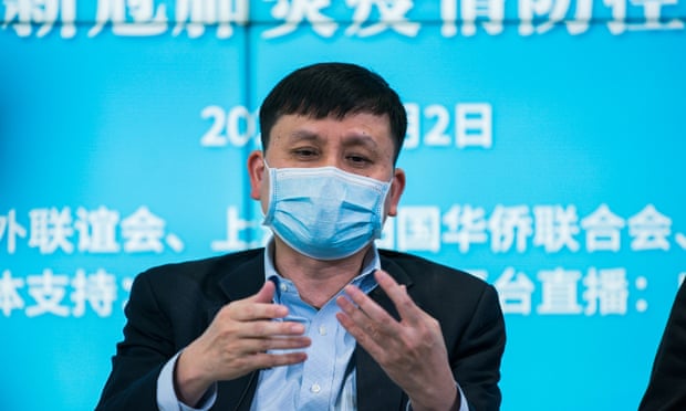 Zhang Wenhong, head of Shanghai COVID-19 Medical Treatment Expert Team talks during a live video streaming webcast about prevention of COVID-19