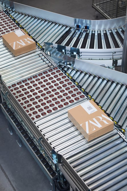 Zara boxes on a factory machine
