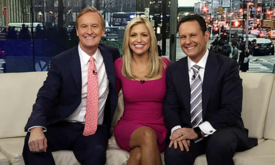 After weeks of downplaying the coronavirus outbreak and continuing to broadcast from close quarters on a couch, the hosts of the Fox &amp; Friends on Tuesday broadcast on a split screen instead.