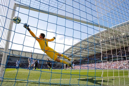 May 12: Ilkay Gundogan scores the fourth goal for Manchester City against Brighton at the Amex Stadium.
