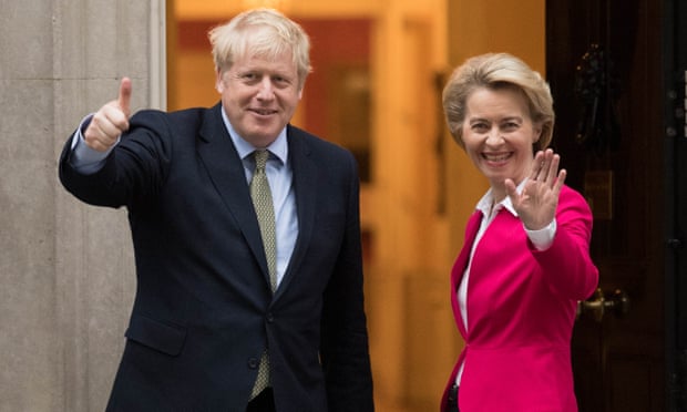 Boris Johnson and Ursula von der Leyen in January.