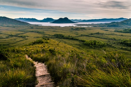 Lake Pedder from the trail up to Mount Anne, south-west Tasmania.