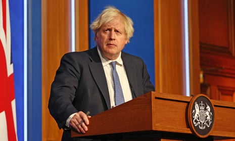 Boris Johnson speaking at a press conference where he was repeatedly asked about Christmas parties at No 10 least year.