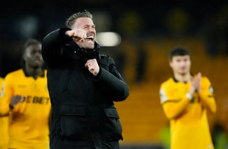 Wolverhampton Wanderers manager Rob Edwards celebrates