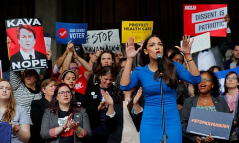 Alexandria Ocasio-Cortez, one of the new wave of female Democratic congressional candidates, speaks at a rally against Brett Kavanaugh in Boston.