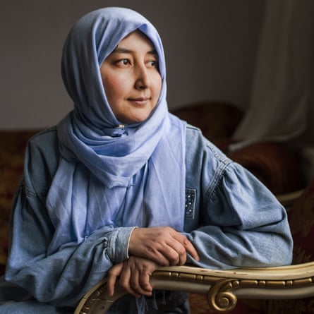 A woman wearing a blue veil