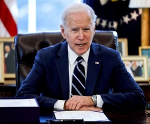 Joe Biden speaks prior to signing the American Rescue Plan on March 11.