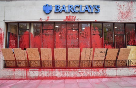 A Barclays branch in St John’s Wood, London, after being targeted by Palestine Action this week.