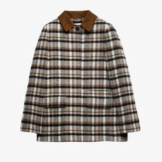 Jaegar Checked cord collar short jacket.