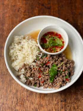 David Thompson’s pad kra pao: just fish sauce, sugar and water as seasonings.