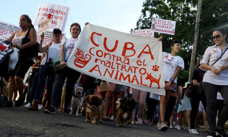 A march in defense of animal rights in Havana, Cuba Sunday.