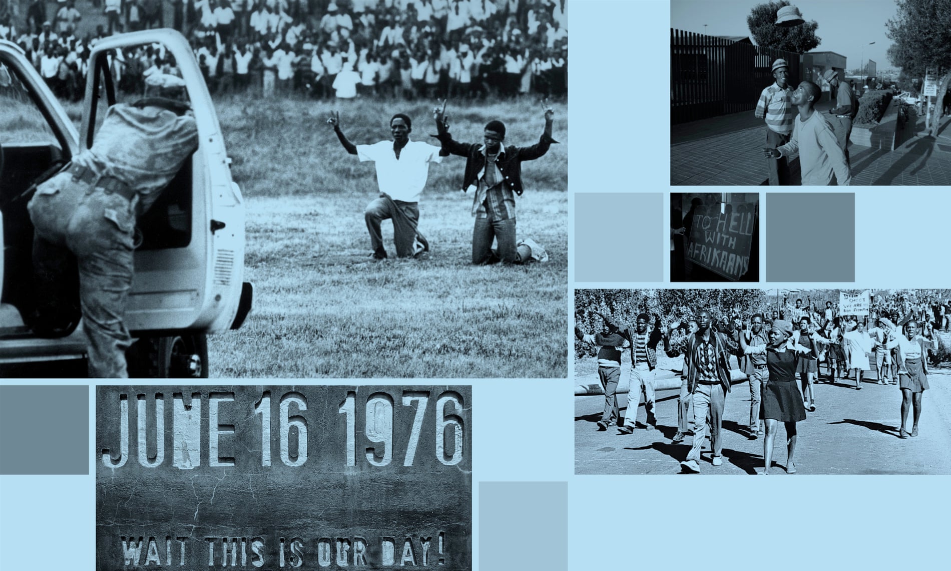 Composite of images related to the Soweto uprising
